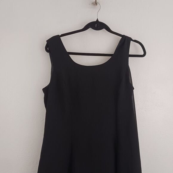 KS Collection sleeveless black fit and flare ruffle hem dress size 14 - Picture 3 of 6